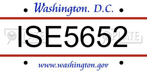 ISE5652 District Of Columbia License Plate
