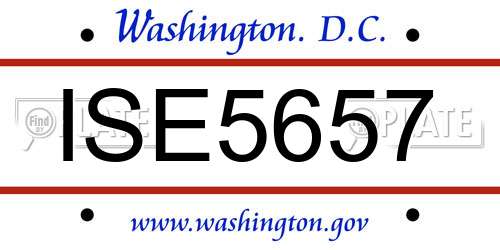 ISE5657 District Of Columbia License Plate