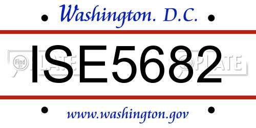 ISE5682 District Of Columbia License Plate