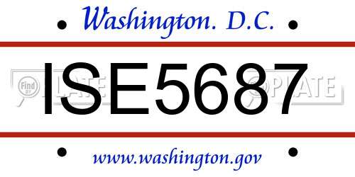 ISE5687 District Of Columbia License Plate