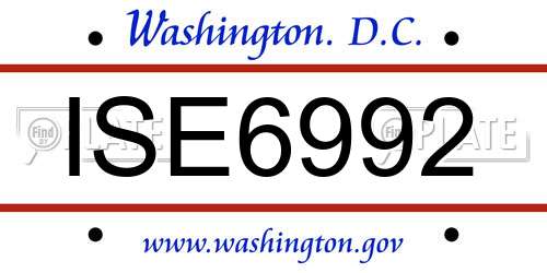 ISE6992 District Of Columbia License Plate