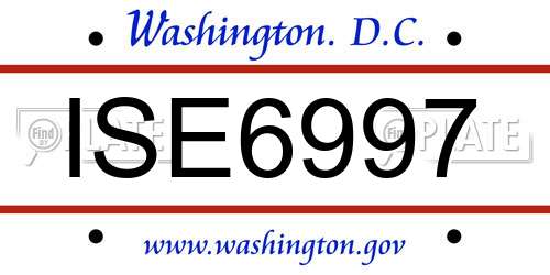 ISE6997 District Of Columbia License Plate