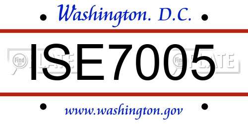 ISE7005 District Of Columbia License Plate