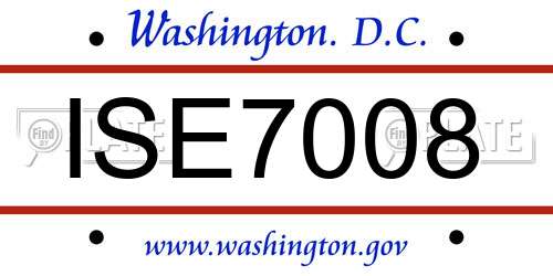 ISE7008 District Of Columbia License Plate