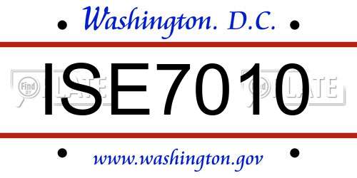 ISE7010 District Of Columbia License Plate