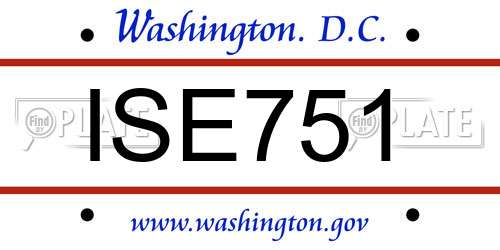 ISE751 District Of Columbia License Plate