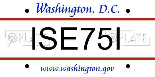 ISE75I District Of Columbia License Plate