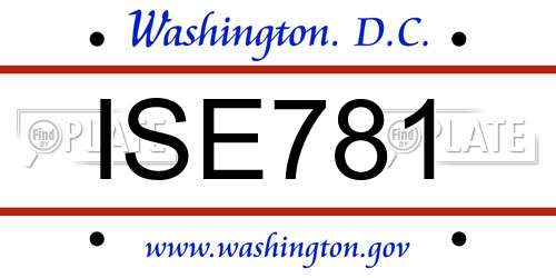 ISE781 District Of Columbia License Plate