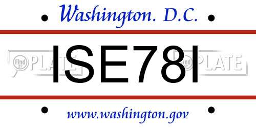 ISE78I District Of Columbia License Plate