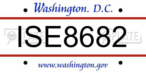 ISE8682 District Of Columbia License Plate