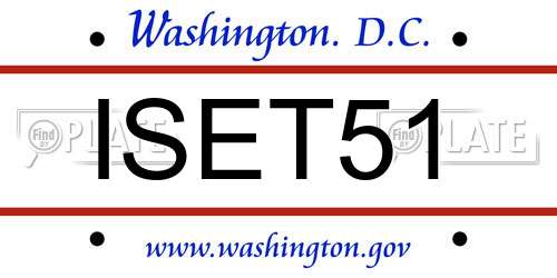 ISET51 District Of Columbia License Plate