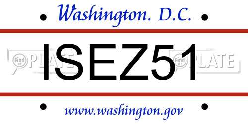 ISEZ51 District Of Columbia License Plate