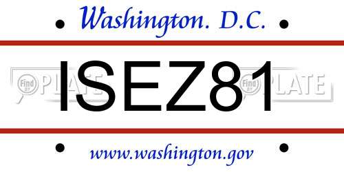 ISEZ81 District Of Columbia License Plate