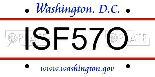 ISF57O District Of Columbia License Plate