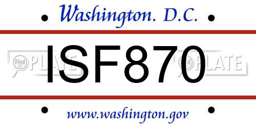 ISF870 District Of Columbia License Plate