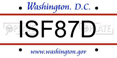 ISF87D District Of Columbia License Plate