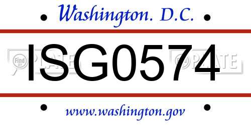 ISG0574 District Of Columbia License Plate