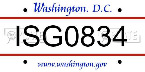ISG0834 District Of Columbia License Plate