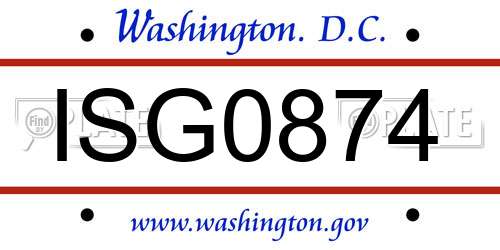 ISG0874 District Of Columbia License Plate