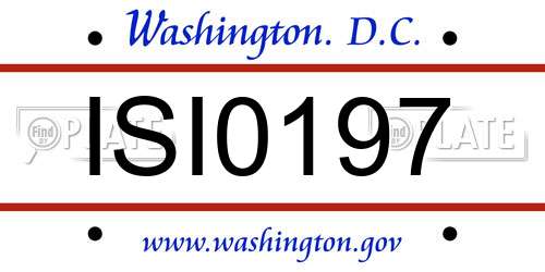 ISI0197 District Of Columbia License Plate