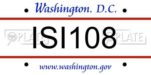ISI108 District Of Columbia License Plate