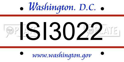 ISI3022 District Of Columbia License Plate