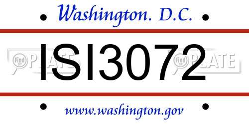 ISI3072 District Of Columbia License Plate