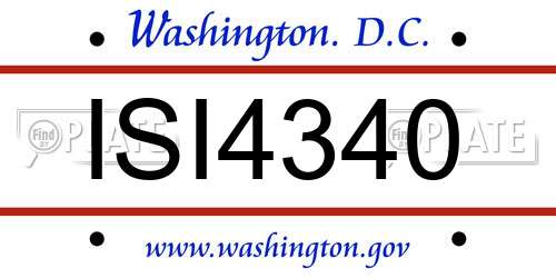 ISI4340 District Of Columbia License Plate