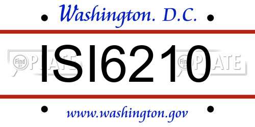 ISI6210 District Of Columbia License Plate