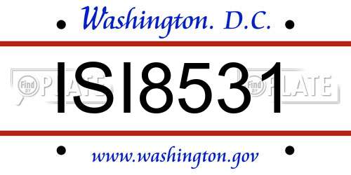 ISI8531 District Of Columbia License Plate
