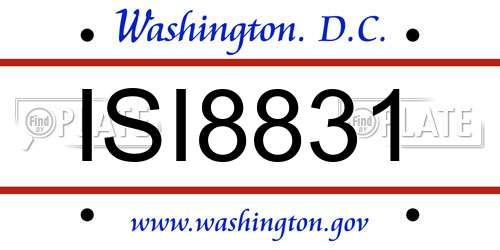 ISI8831 District Of Columbia License Plate