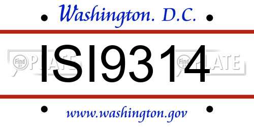 ISI9314 District Of Columbia License Plate