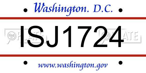 ISJ1724 District Of Columbia License Plate