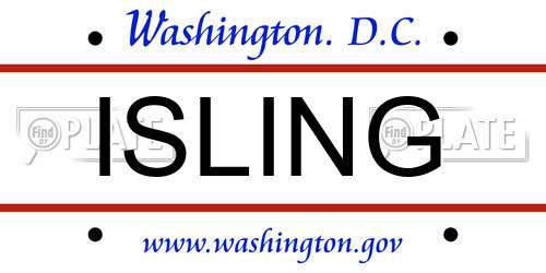 ISLING District Of Columbia License Plate