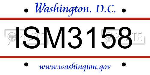 ISM3158 District Of Columbia License Plate