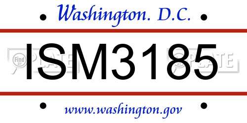 ISM3185 District Of Columbia License Plate