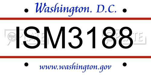 ISM3188 District Of Columbia License Plate