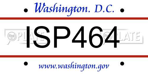 ISP464 District Of Columbia License Plate