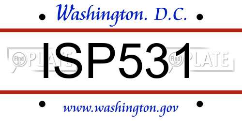 ISP531 District Of Columbia License Plate