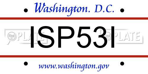 ISP53I District Of Columbia License Plate