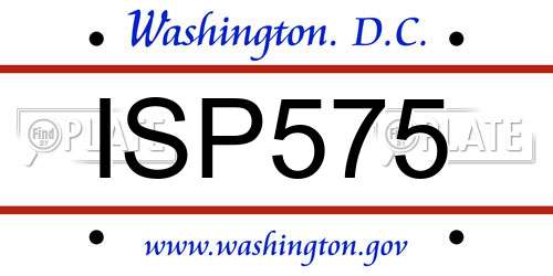 ISP575 District Of Columbia License Plate