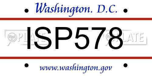ISP578 District Of Columbia License Plate