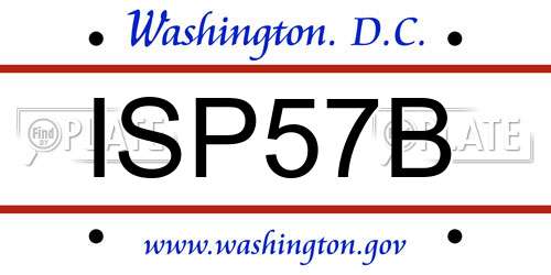 ISP57B District Of Columbia License Plate