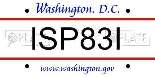 ISP83I District Of Columbia License Plate