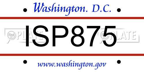 ISP875 District Of Columbia License Plate