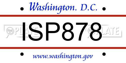 ISP878 District Of Columbia License Plate