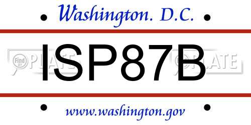ISP87B District Of Columbia License Plate