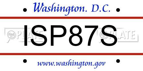 ISP87S District Of Columbia License Plate