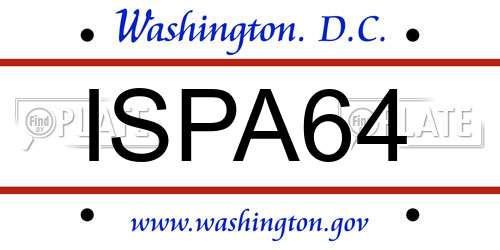 ISPA64 District Of Columbia License Plate