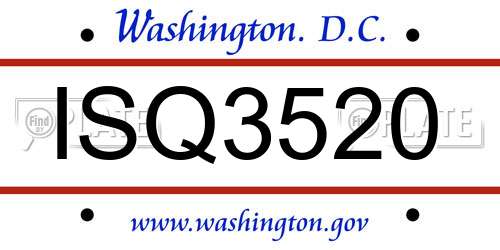 ISQ3520 District Of Columbia License Plate